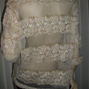 TopShop,London,U.K.,stretch beige lace,metallic gold,see thru,Brand New,Unique